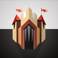 Cartoon castle drawn in perspective Icon