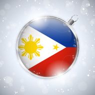 Merry Christmas Silver Ball with Flag Philippines N2