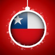 Merry Christmas Red Ball with Flag Chile