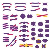Flat ribbons and badges set
