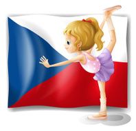 girl performing ballet in front of Czech Republic flag