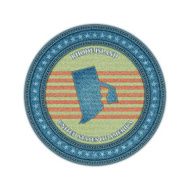 Label with map of rhode island Denim style Vector eps10