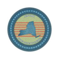 Label with map of new york Denim style Vector eps10