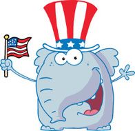 Patriotic Elephant Waving An American Flag