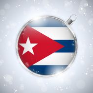 Merry Christmas Silver Ball with Flag Cuba N4