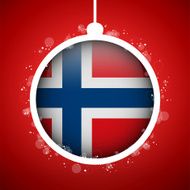 Merry Christmas Red Ball with Flag Norway