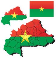 Vector Burkina Faso map with flag