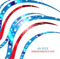 4th july american independence day flag celebration wave design illustration
