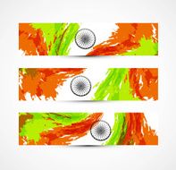 Indian flag colorful grunge wave set of three headers vector