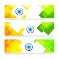 Indian flag tricolor colorful set of headers vector illustration