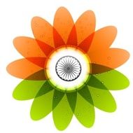 Happy Independence day tricolor flag floral vector illustration