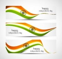 Indian flag colorful wave set of headers vector