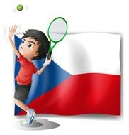 flag of Czech Republic and the tennis player
