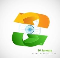 Indian flag stylish tricolor arrow vector design