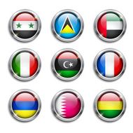 World flags round buttons