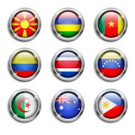 World flags round buttons N4