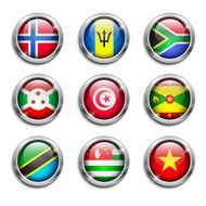 World flags round buttons N8