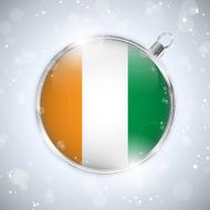 Merry Christmas Silver Ball with Flag Ivory Coast N2
