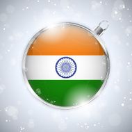 Merry Christmas Silver Ball with Flag India N3