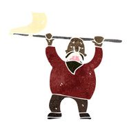 retro cartoon man waving flag N2