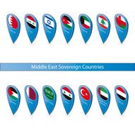 Pin flags of the Middle East Sovereign Countries