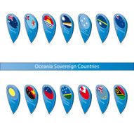 Pin flags of Oceania Sovereign Countries