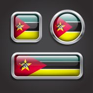 Mozambique flag glass buttons