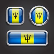 Barbados flag glass buttons