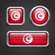 Tunisia flag glass buttons
