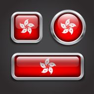Hong Kong flag glass buttons