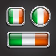 &amp;#304 reland flag glass buttons