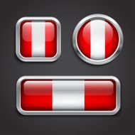 Peru flag glass buttons