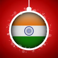 Merry Christmas Red Ball with Flag India