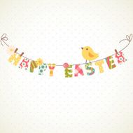 Cute Happy Easter card Clothesline with letters on it