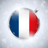 Merry Christmas Silver Ball with Flag France N2