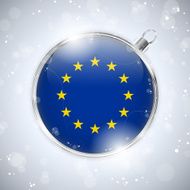 Merry Christmas Silver Ball with Flag Europe N2