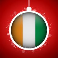 Merry Christmas Red Ball with Flag Ivory Coast