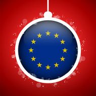 Merry Christmas Red Ball with Flag Europe