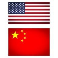 USA China flag vignetted illustration