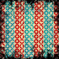 abstract background with hearts and stars in circles