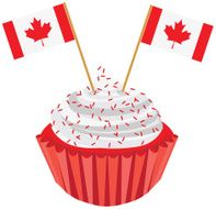 Happy Canada Day Cupcake with Flag Vector Illustration