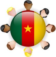 Cmeroon Flag Button Teamwork People Group