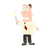 retro cartoon man waving white flag N3