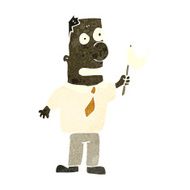 retro cartoon man waving white flag N4