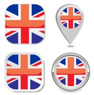flag icon button sticker map point marker of great britain