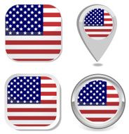 USA Flag icon button sticker point marker