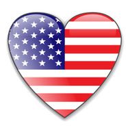 North American flag heart button vector