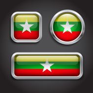 Myanmar flag glass buttons