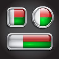 Madagascar flag glass buttons