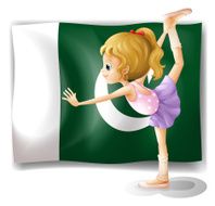 young ballet dancer in front of the Pakistan flag
